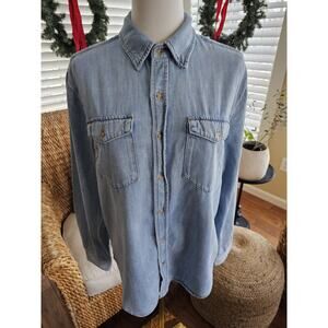 Good American Soft Denim Jean Shirt Women's Size 1/S Casual Preppy